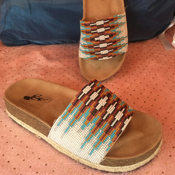 3/$20 Bundle Sale❗️❗️👍💖😁 Beaded Jute Slides Sandals 7 - Picture 4 of 5